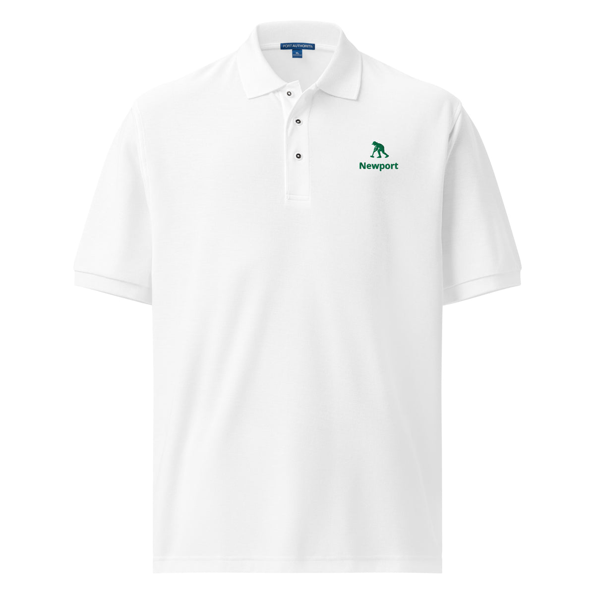 White polo shirt with a croquet logo