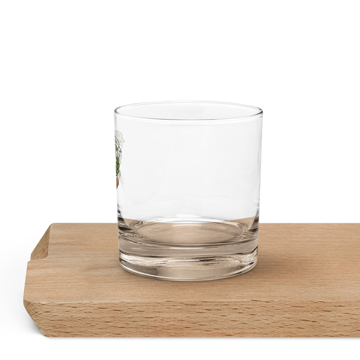 rocks glass  with croquet logo