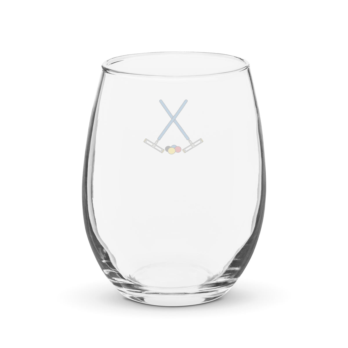 stemless wine glass  with croquet logo