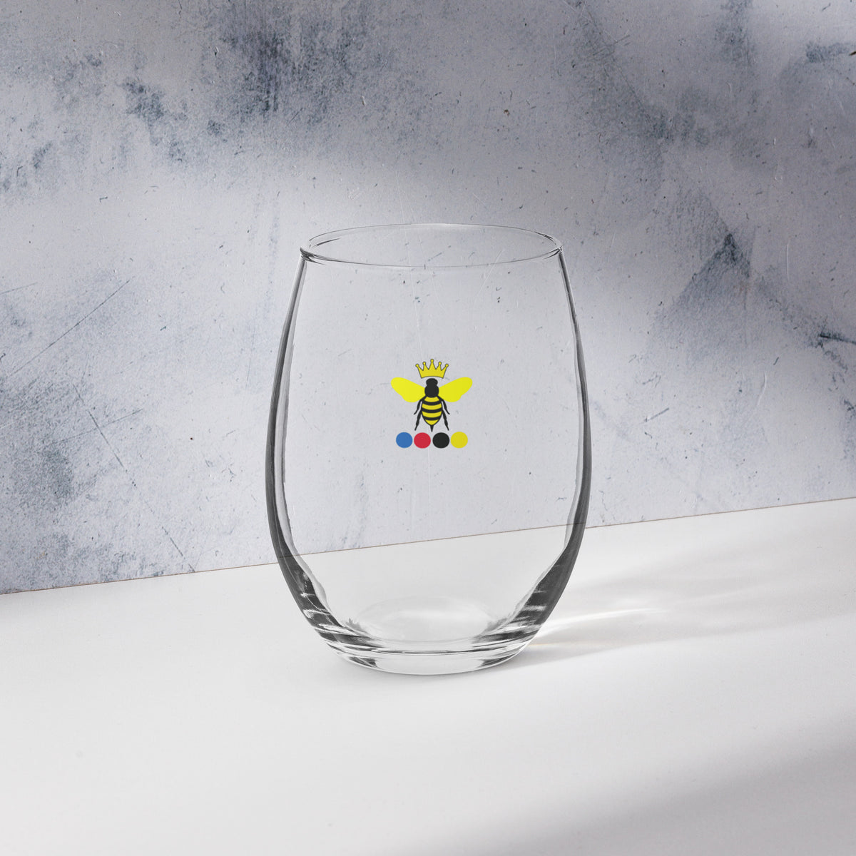 stemless wine glass  with croquet logo