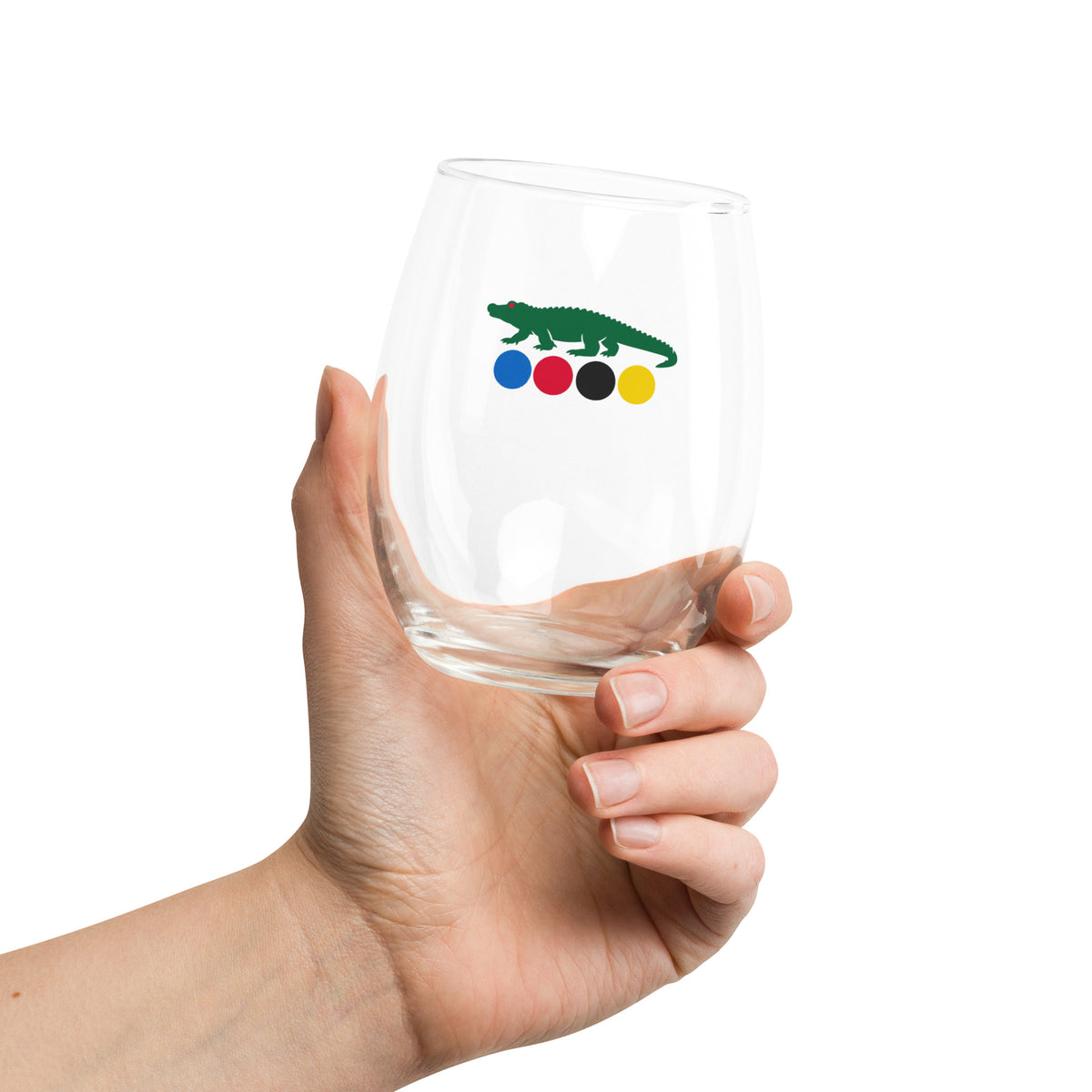 stemless wine glass  with croquet logo