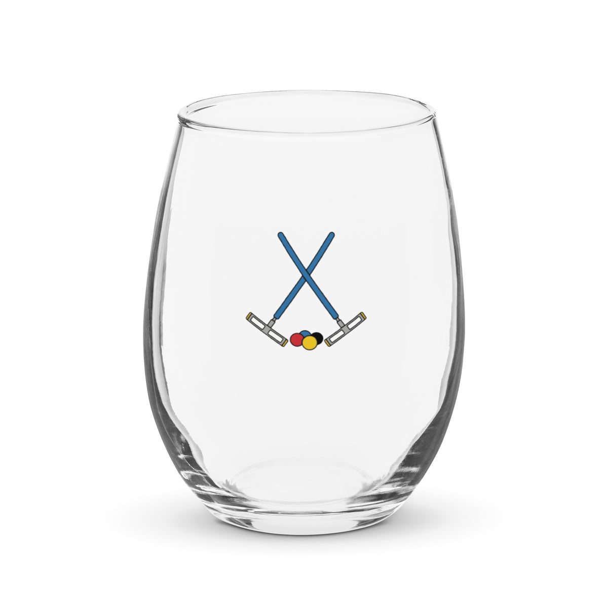 stemless wine glass  with croquet logo