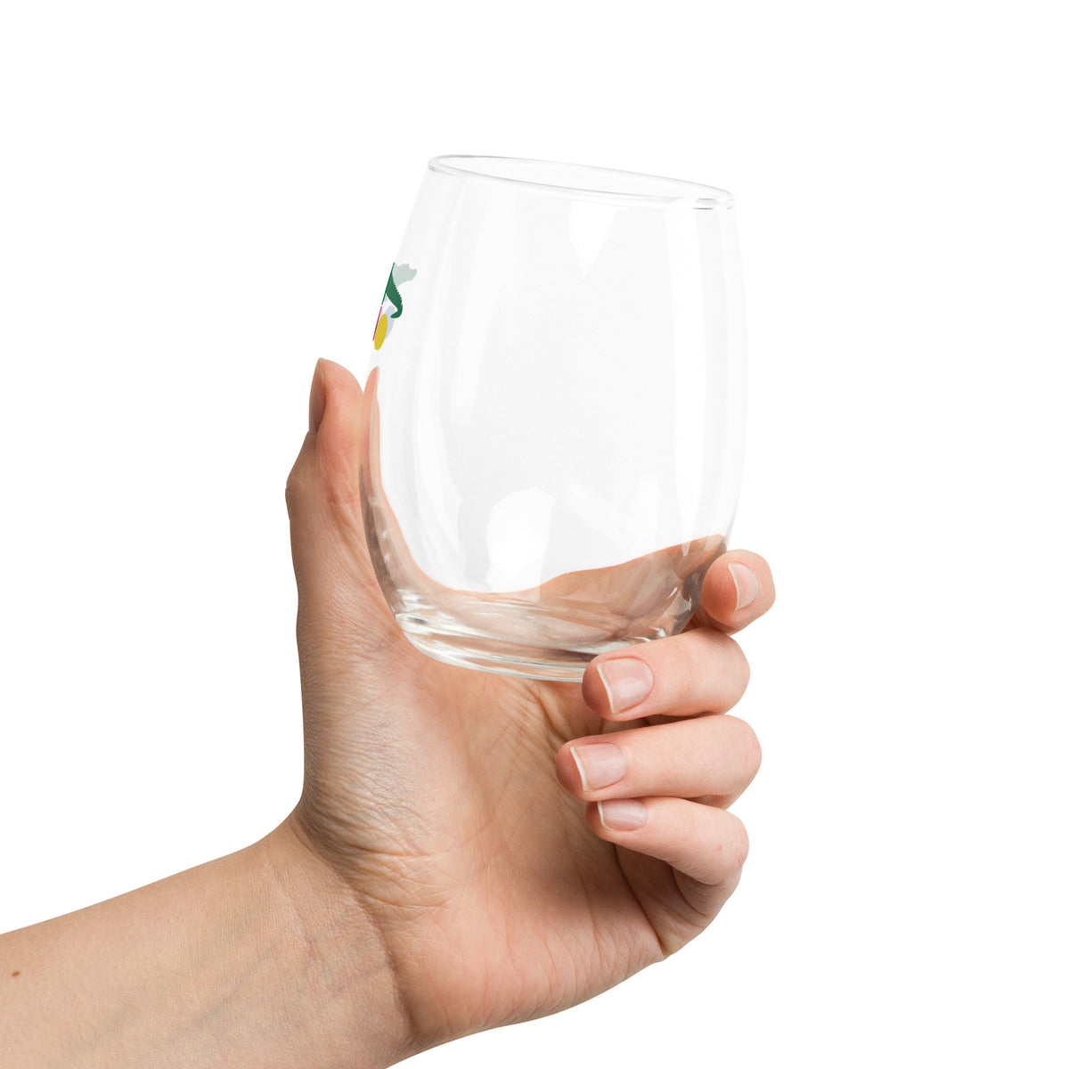 stemless wine glass  with croquet logo