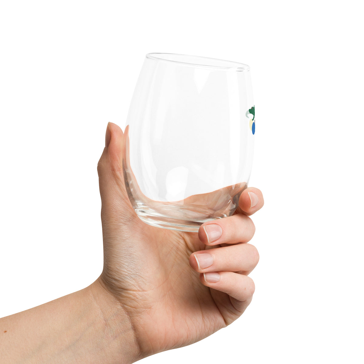 stemless wine glass  with croquet logo