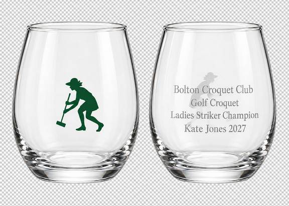 Stemless drinks glass "Lady Striker" UV print