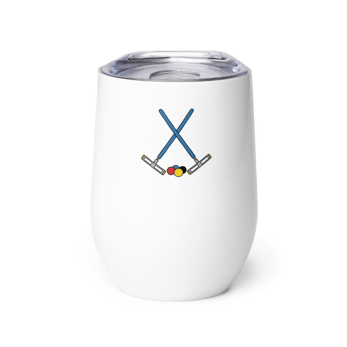wine tumbler with croquet graphic