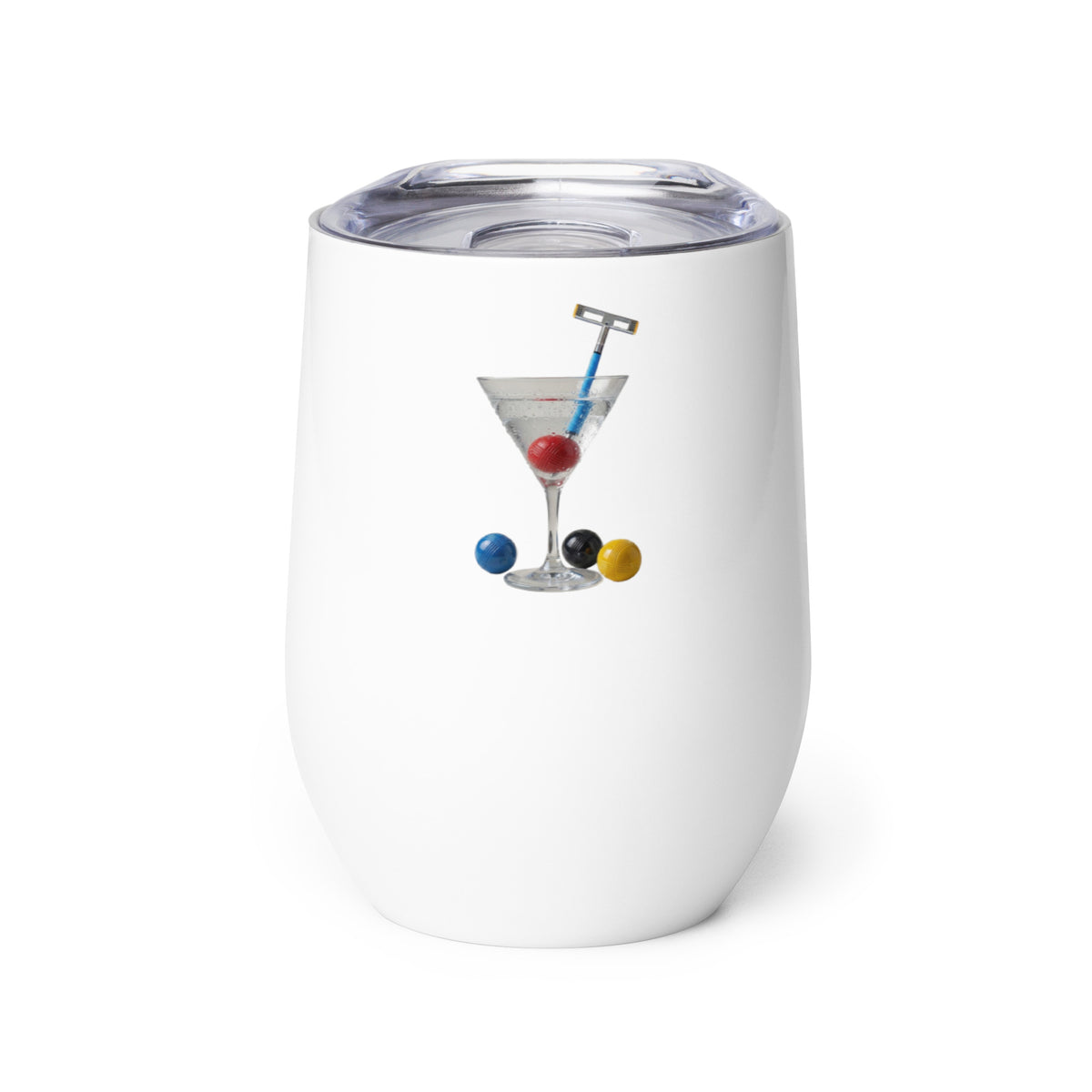wine tumbler with croquet graphic
